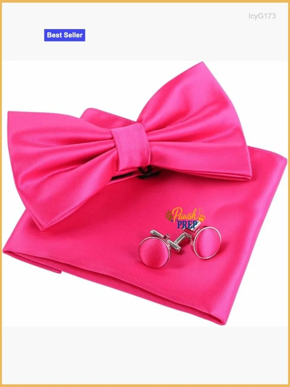 Men's Tuxedo Bow Tie Set with Cufflinks and Pocket Square